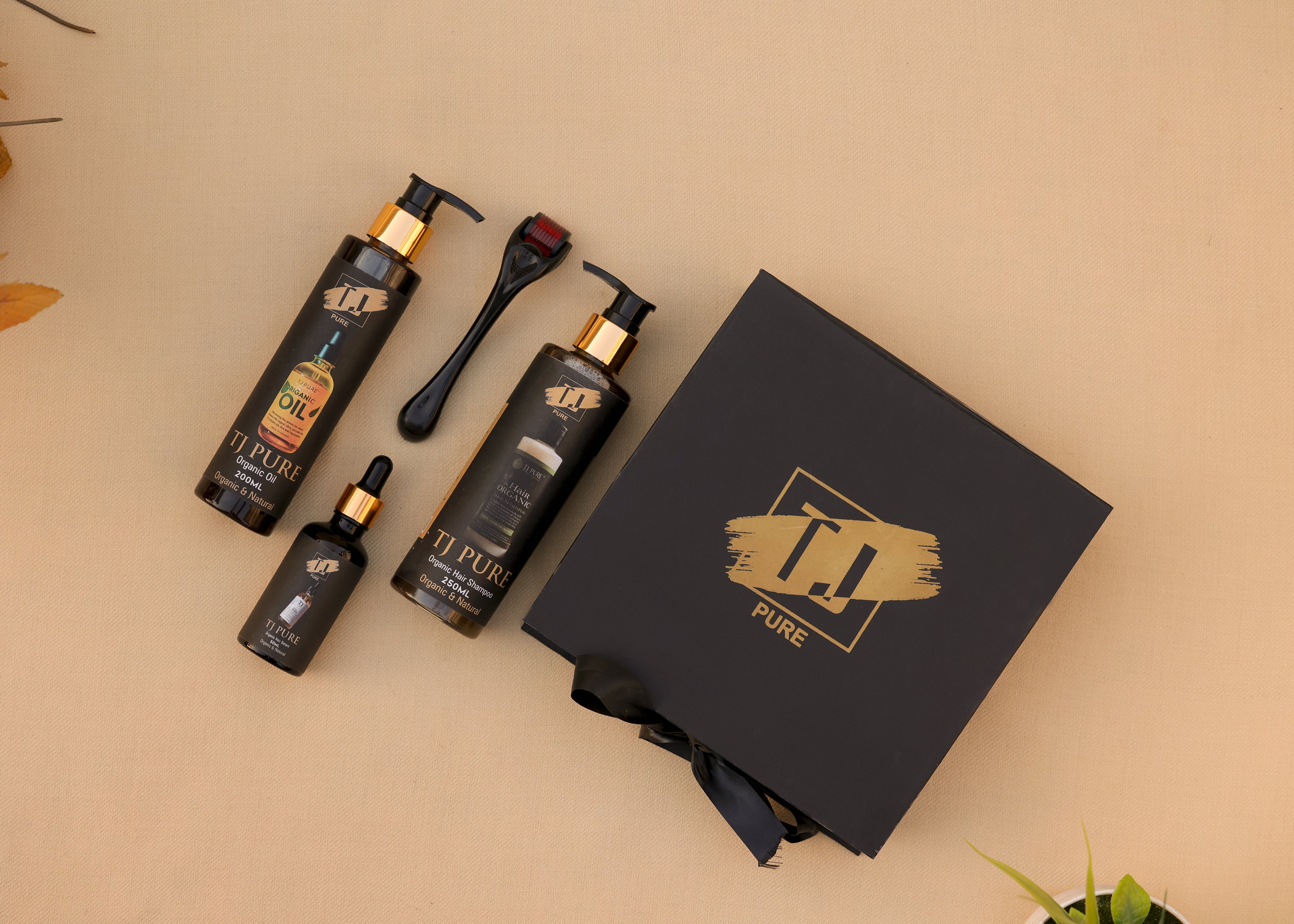 TJ PUREE Organic Hair Care Kit – Oil, Serum, Shampoo, Roller – TJ Pure