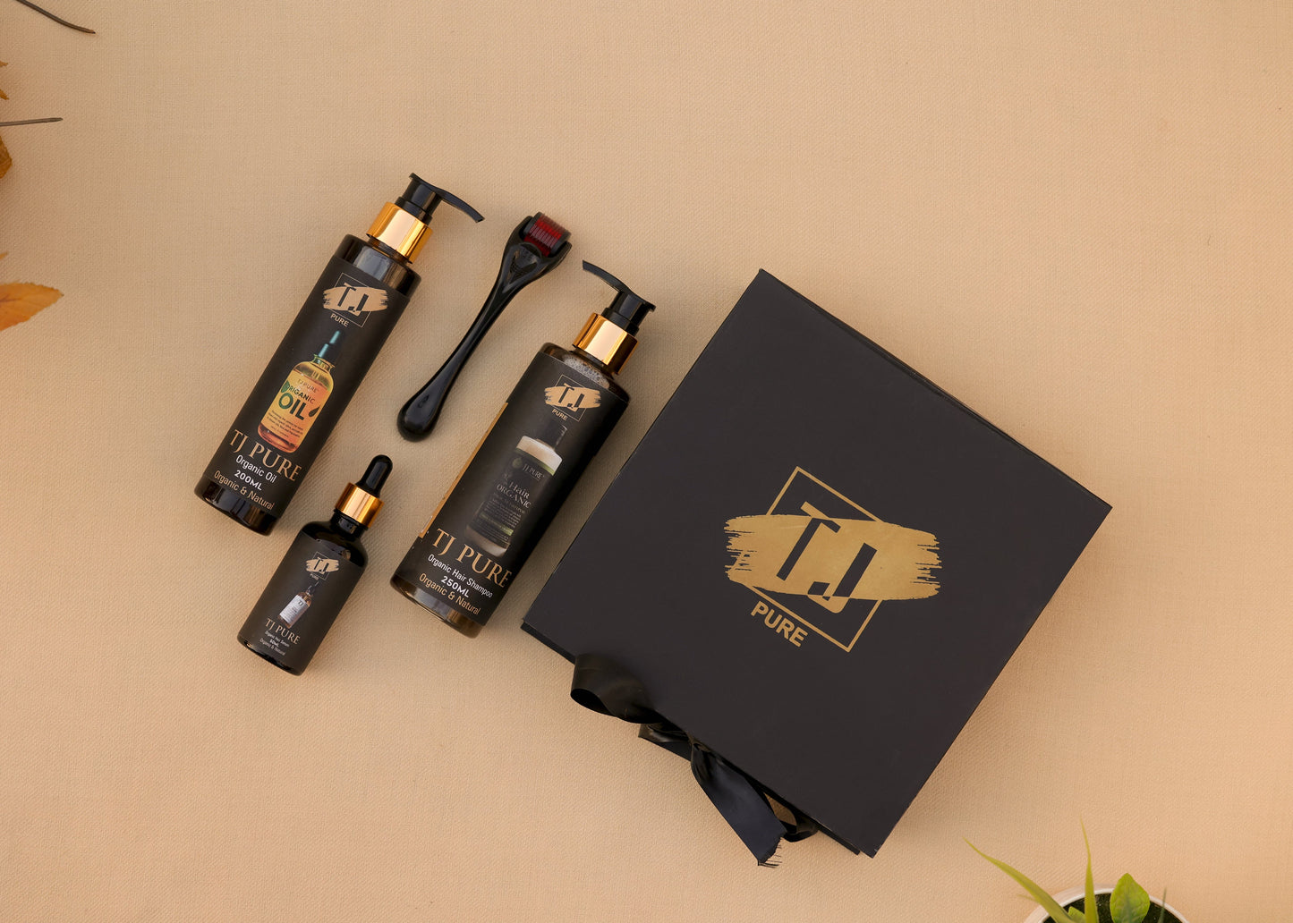 TJ PURE Organic Hair Care Kit with Oil, Serum, Shampoo