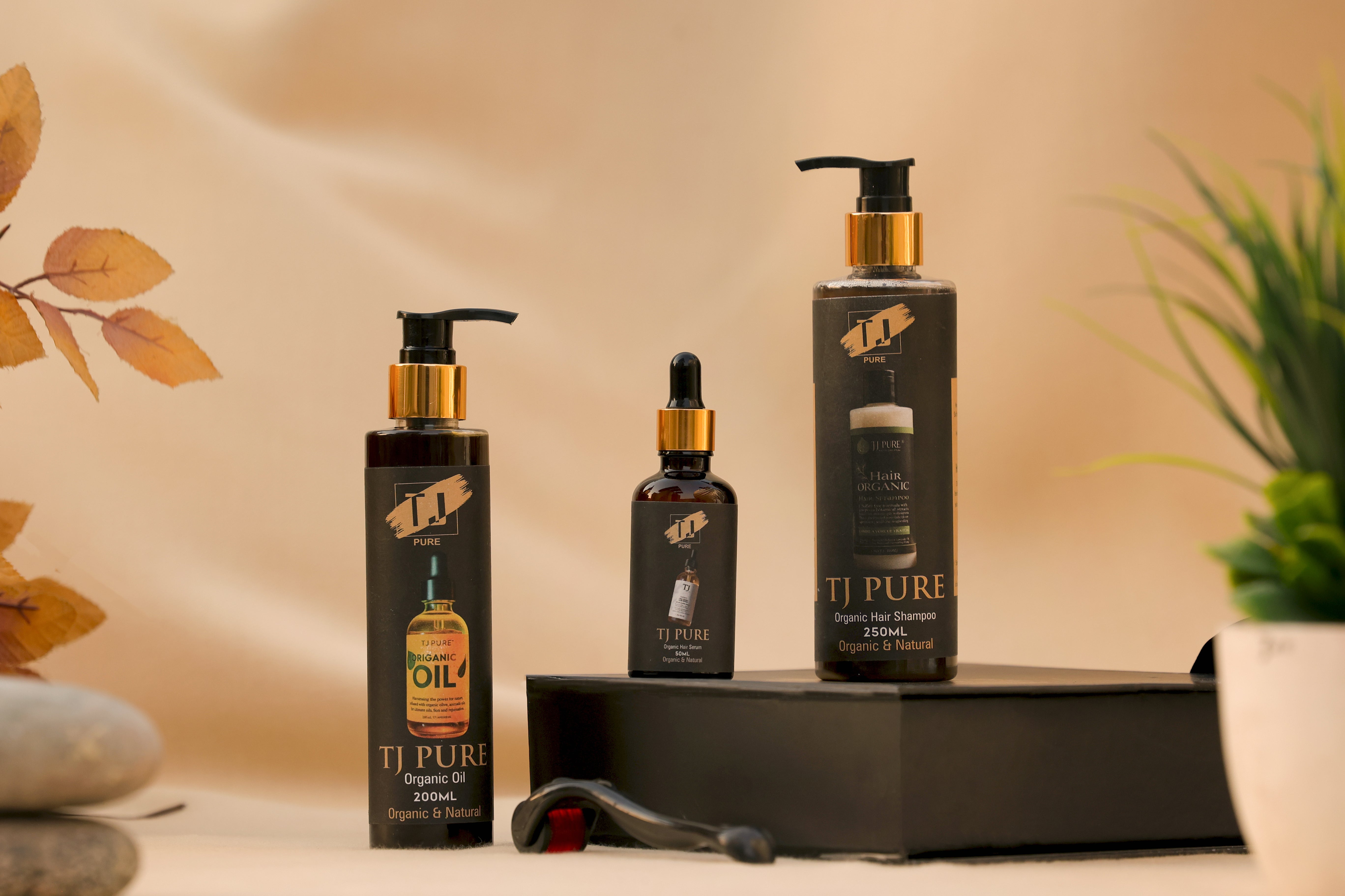 TJ PUREE Organic Hair Care Kit – Oil, Serum, Shampoo, Roller – TJ Pure